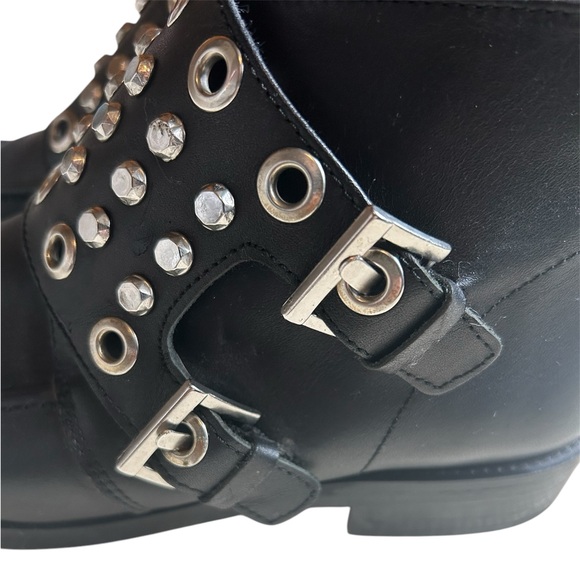 Zara Black Ankle Boots with Silver Studs - Picture 3 of 7